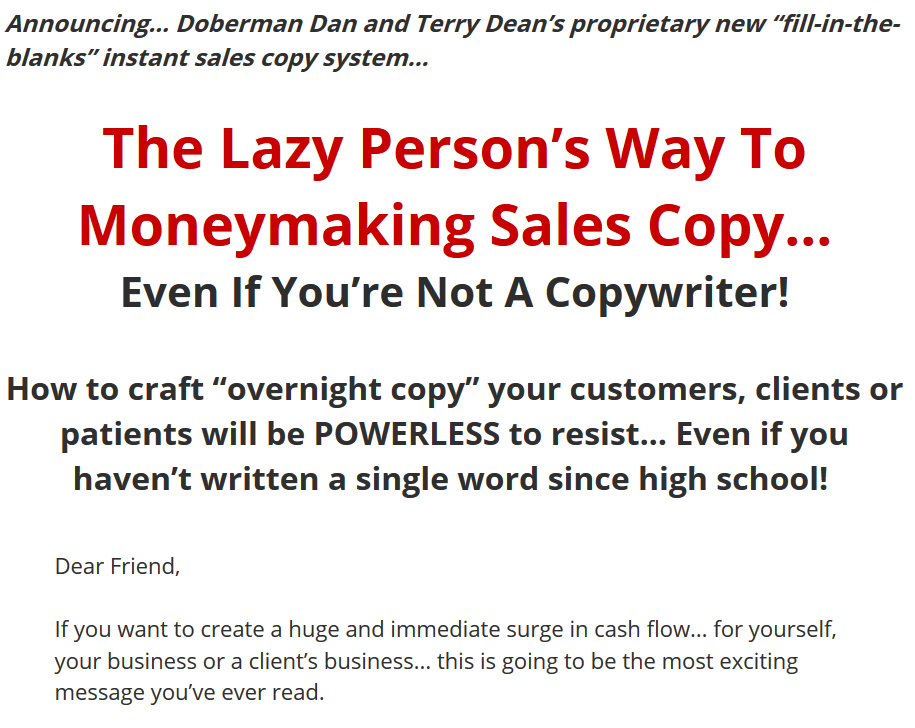 60 Minute Copy Cure – Doberman Dan and Terry Dean download
